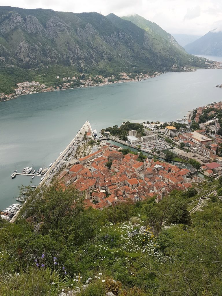 The picturesque town of Kotor from the dizzying heights of its castle