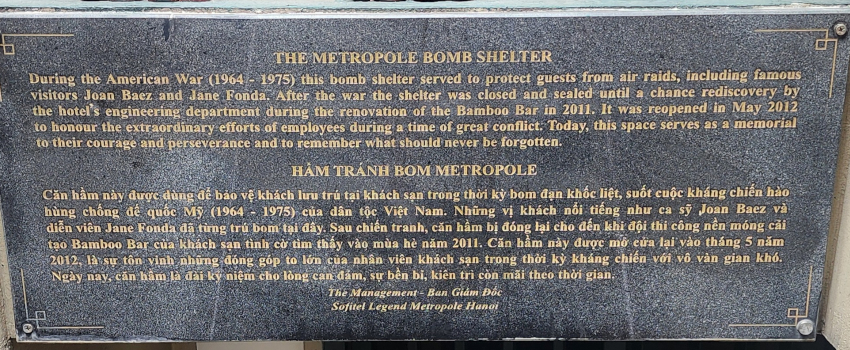 Metropole bomb shelter plaque